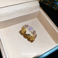 14K Gold Plated Copper Zircon Open Ring For Women Geometric Square Light Luxury Fashion view 2
