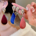 Alloy Gold Velvet Teardrop Drop Earrings For Autumn Winter Minimalist Daily Style view 2