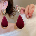 Alloy Gold Velvet Teardrop Drop Earrings For Autumn Winter Minimalist Daily Style view 4