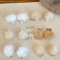 Plush Pom Pom Pearl Drop Earrings With Silver Needle, Geometric Round Fashion OL Style view 3