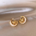 Light Luxury Resin Zircon Moon Horse Stud Earrings With Silver Pins For Women view 1