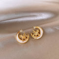 Light Luxury Resin Zircon Moon Horse Stud Earrings With Silver Pins For Women view 3