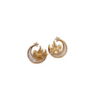 Light Luxury Resin Zircon Moon Horse Stud Earrings With Silver Pins For Women view 5