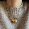 18K Gold Plated Tiger Eye Geometric Pendant Sweater Necklace For Women Maillard Vintage Style view 3