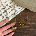 Maillard Style Braided Cord Tiger Eye Heart Pendant Sweater Necklace For Women view 4