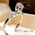 Silver Tone Clear Crystal Bypass Solitaire Ring Fashion Jewelry view 2