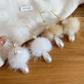 Elegant Faux Pearl Pom Ball C-Shaped Drop Earrings With Silver Pins Teardrop Design view 3