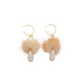 Elegant Faux Pearl Pom Ball C-Shaped Drop Earrings With Silver Pins Teardrop Design view 5
