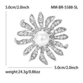Alloy Rhinestone Pearl Sunflower Brooch Pin For Women Apparel view 6