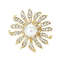 Alloy Rhinestone Pearl Sunflower Brooch Pin For Women Apparel view 1