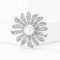 Alloy Rhinestone Pearl Sunflower Brooch Pin For Women Apparel view 3