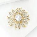 Alloy Rhinestone Pearl Sunflower Brooch Pin For Women Apparel view 2