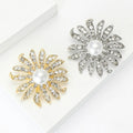 Alloy Rhinestone Pearl Sunflower Brooch Pin For Women Apparel view 4