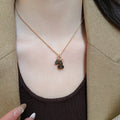 Tiger Eye Beaded Gourd Pendant Necklace Maillard Vintage Light Luxury Clavicle Chain For Women view 3