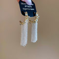 Alloy C Shape Tassel Drop Earrings With Silver Needle, French Vintage Geometric Wrinkled Design view 2