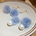 18K Gold Plated Silver Post Zircon Pearl Plush Ball Stud Earrings Elegant Round Geometric Jewelry view 1