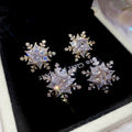 Copper Zircon Snowflake Stud Earrings For Women, Light Luxury Geometric Daily Jewelry view 4