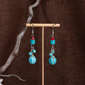 European American Turquoise Drop Earrings Vintage Ethnic Bohemian Pendant Ear Jewelry view 4