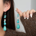 European American Turquoise Drop Earrings Vintage Ethnic Bohemian Pendant Ear Jewelry view 2