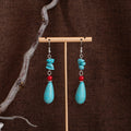 European American Turquoise Drop Earrings Vintage Ethnic Bohemian Pendant Ear Jewelry view 3
