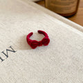 Sweet Flocked Resin Bow Open Ring Vintage Autumn Winter Light Luxury Index Finger Jewelry view 4
