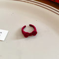 Sweet Flocked Resin Bow Open Ring Vintage Autumn Winter Light Luxury Index Finger Jewelry view 2