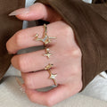 Copper Zircon Starburst Open Ring Jewelry Set For Women, Light Luxury Geometric Index Rings view 3