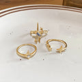 Copper Zircon Starburst Open Ring Jewelry Set For Women, Light Luxury Geometric Index Rings view 4