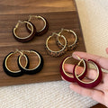 Light Luxury Flocked Round Iron Hoop Earrings, Minimalist Vintage Geometric Women's Jewelry view 2