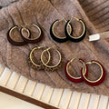 Light Luxury Flocked Round Iron Hoop Earrings, Minimalist Vintage Geometric Women's Jewelry view 4