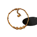 18K Gold Plated Copper Zircon Bamboo Texture Bangle, New Chinese Vintage Light Luxury Jewelry view 5