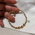 18K Gold Plated Copper Zircon Bamboo Texture Bangle, New Chinese Vintage Light Luxury Jewelry view 3
