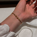 18K Gold Plated Copper Zircon Bamboo Texture Bangle, New Chinese Vintage Light Luxury Jewelry view 2