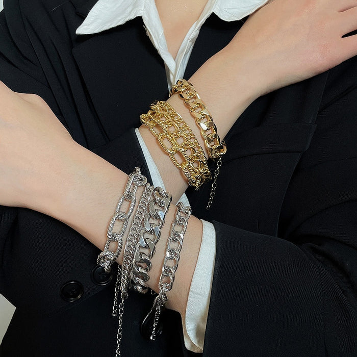 European American Iron Chain Bracelet Jewelry Set Minimalist Geometric Fashion Hand Jewelry