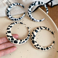 Iron Leopard Print Round Stud Earrings, Geometric Light Luxury Y2K Chic Fall Winter Jewelry view 1