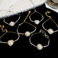 French Style Faux Pearl Heart Geometric Rhinestone Bangle For Women Elegant Vintage Jewelry view 3