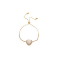 French Style Faux Pearl Heart Geometric Rhinestone Bangle For Women Elegant Vintage Jewelry view 5