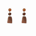 Ethnic Style Wooden Geometric Drop Earrings With Silver Pins And Oval Pendant For Women view 5