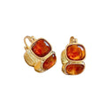 18K Gold Plated Resin Oval Huggie Earrings, Maillard Vintage Geometric Light Luxury Style view 5