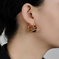 18K Gold Plated Resin Oval Huggie Earrings, Maillard Vintage Geometric Light Luxury Style view 4