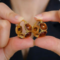 18K Gold Plated Resin Oval Huggie Earrings, Maillard Vintage Geometric Light Luxury Style view 1