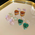 Light Luxury Crystal Heart Drop Earrings With Iron Posts For Women Daily Commuter Jewelry view 3
