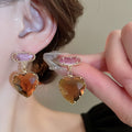 Light Luxury Crystal Heart Drop Earrings With Iron Posts For Women Daily Commuter Jewelry view 4
