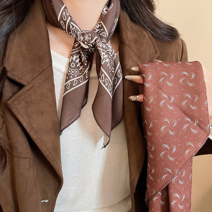 Old Money Paisley Printed Fabric Triangle Scarf Sweater Necklace For Women