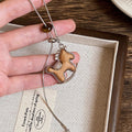 Copper Zircon Tiger Eye Wood Horse Sweater Necklace Vintage Chinese Light Luxury Women's Pendant view 2
