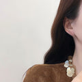 18K Gold Plated Silver Needle Zircon Flower Faux Pearl Stud Earrings For Women Light Luxury – Gold view 2