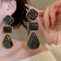 Resin Square Waterdrop Pendant Drop Earrings With Silver Needle, Retro Light Luxury Statement Style view 4