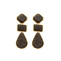 Resin Square Waterdrop Pendant Drop Earrings With Silver Needle, Retro Light Luxury Statement Style view 5