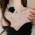 Light Luxury Double Layer Faux Pearl Flower Sweater Necklace For Women view 3