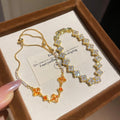18K Gold Plated Copper Zircon Flower Bangle Vintage Elegant Light Luxury Bracelet For Women view 2